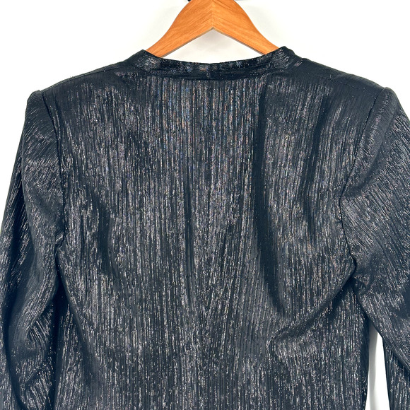 Smythe Womens Ruched Sparkle Metallic Disco Blazer Top Small Glam Event Party - Picture 6 of 8